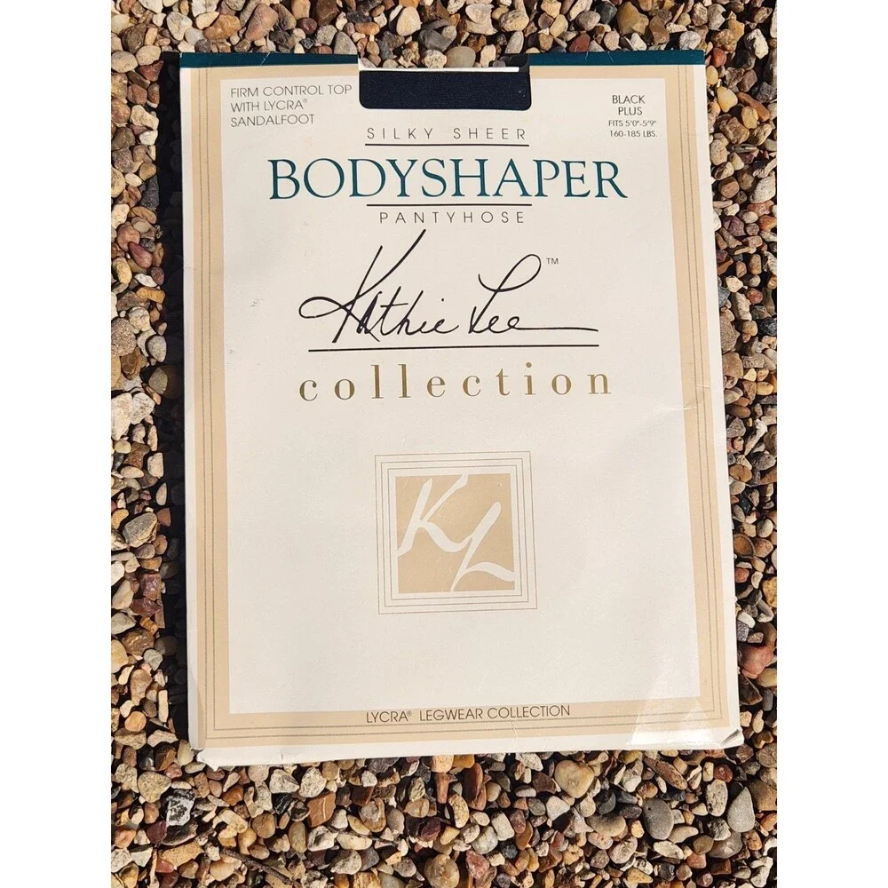 Kathie Lee BodyShaper Vintage Pantyhose Silky Sheer Control Top Black